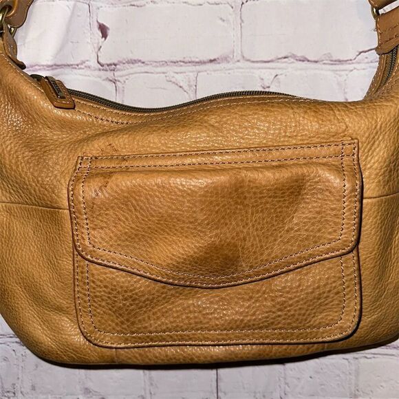 Vintage Fossil Women's Tan Brown Leather Shoulder Bag with Front Flap Pocket - Picture 2 of 14